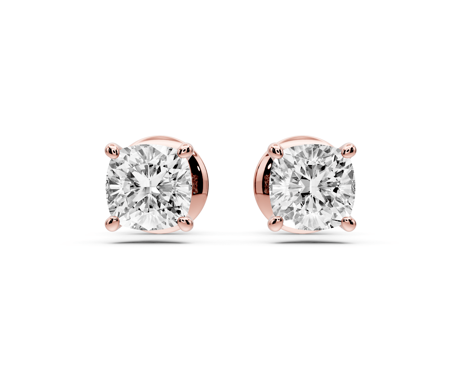Este - 1ct 14k rose gold Cushion - Cut Diamond Stud Earrings - Mr. Alex Jewelry