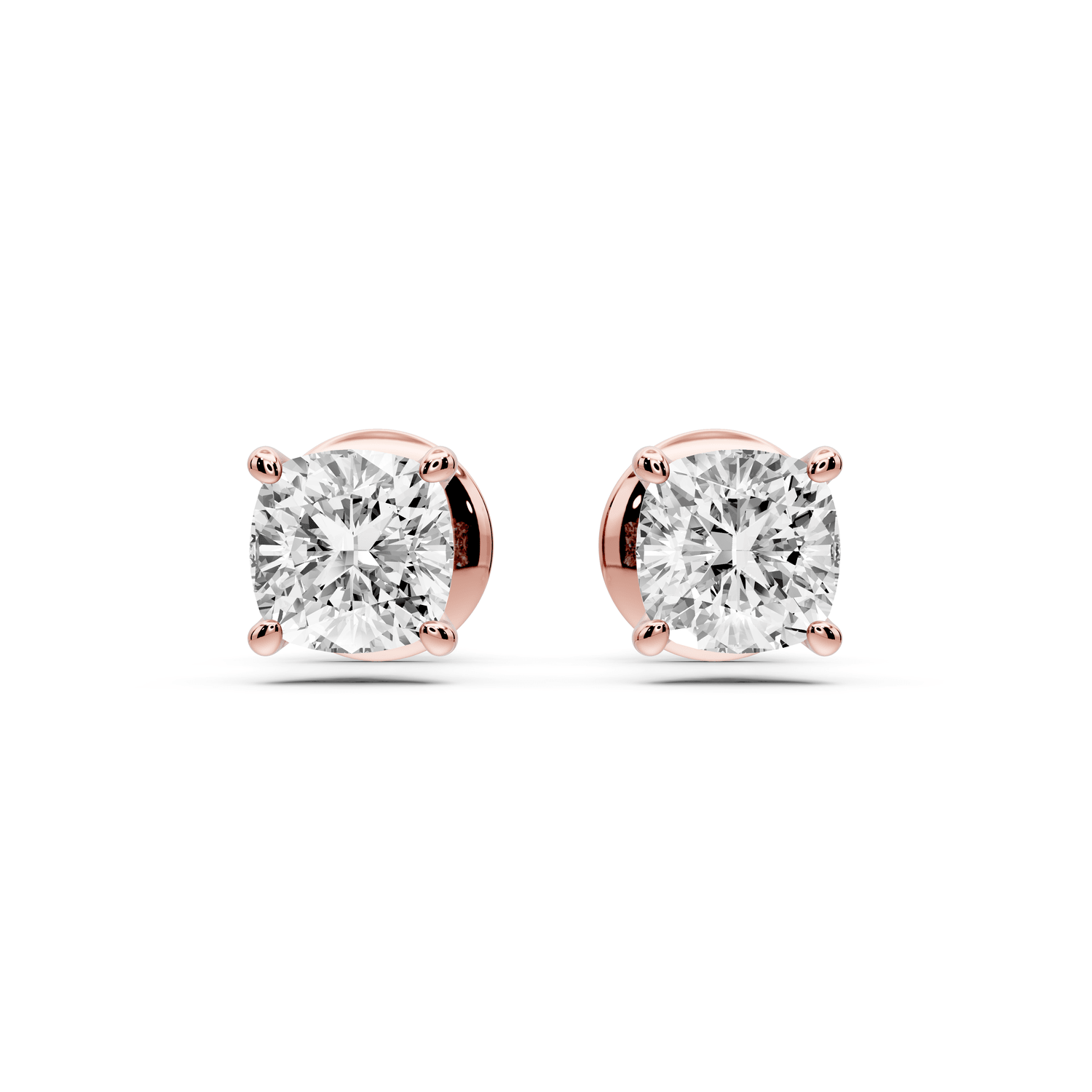 Este - 1ct 14k rose gold Cushion - Cut Diamond Stud Earrings - Mr. Alex Jewelry