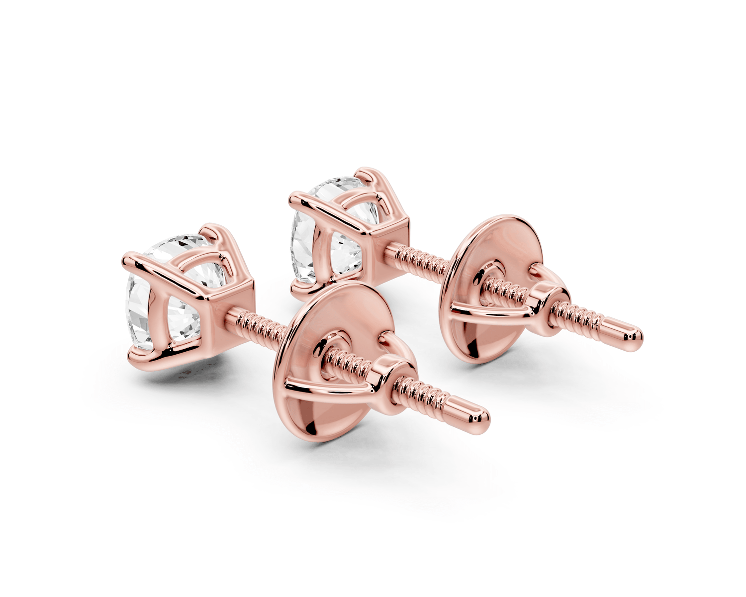 Este - 1ct 14k rose gold Cushion - Cut Diamond Stud Earrings - Mr. Alex Jewelry