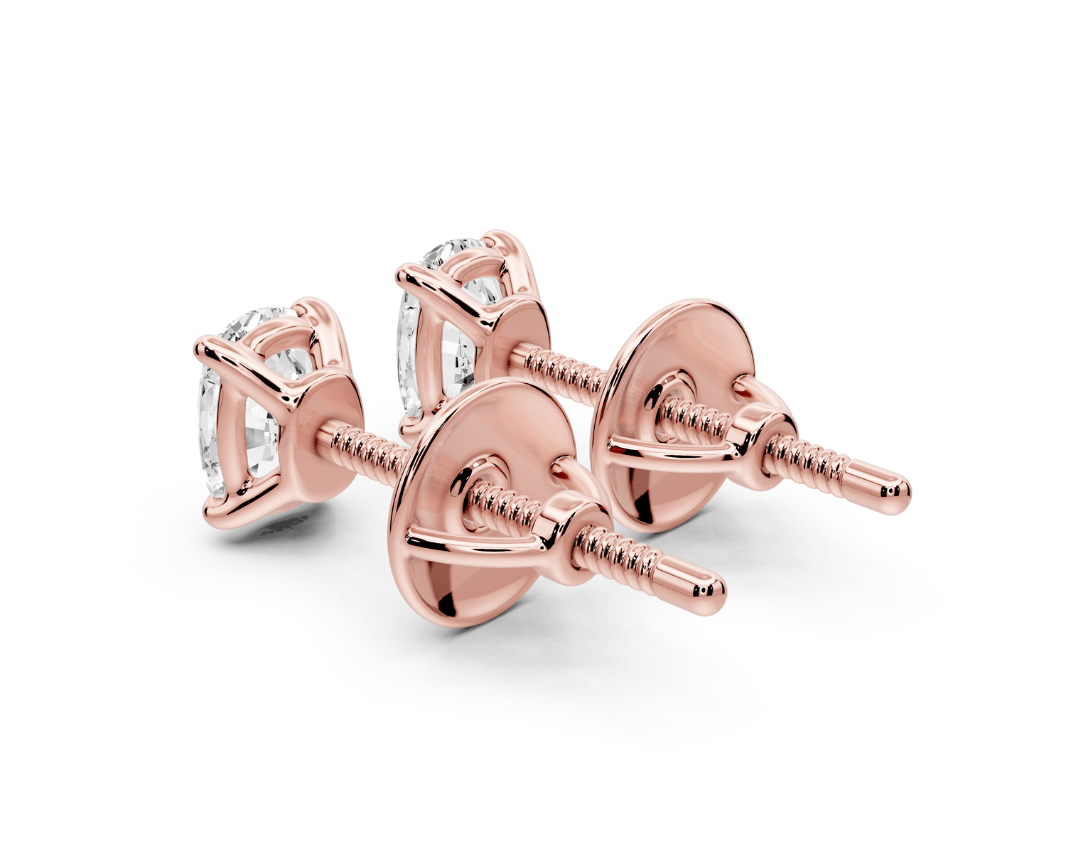 Este - 1ct 14k rose gold Elgcushion - Cut Diamond Stud Earrings - Mr. Alex Jewelry