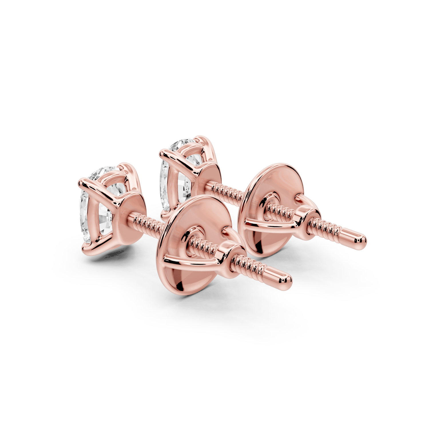 Este - 1ct 14k rose gold Elgcushion - Cut Diamond Stud Earrings - Mr. Alex Jewelry