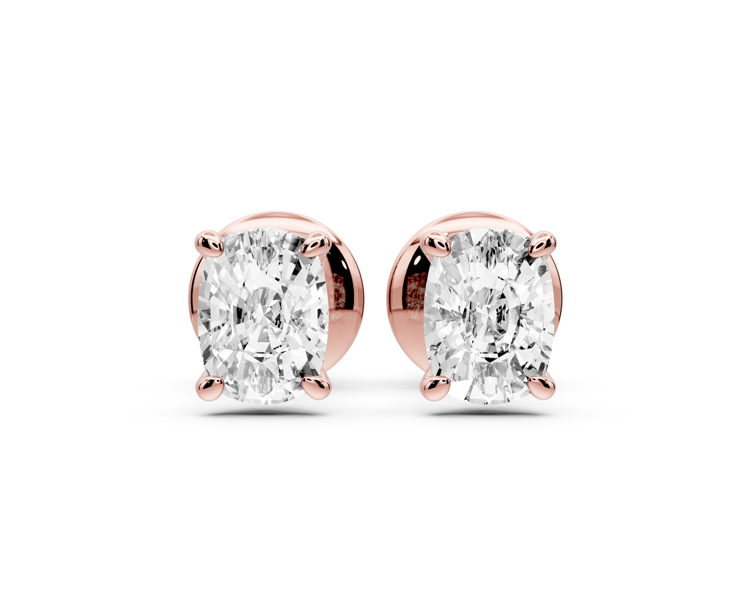 Este - 1ct 14k rose gold Elgcushion - Cut Diamond Stud Earrings - Mr. Alex Jewelry