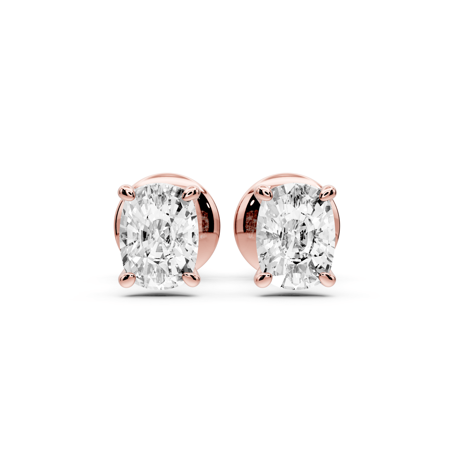 Este - 1ct 14k rose gold Elgcushion - Cut Diamond Stud Earrings - Mr. Alex Jewelry