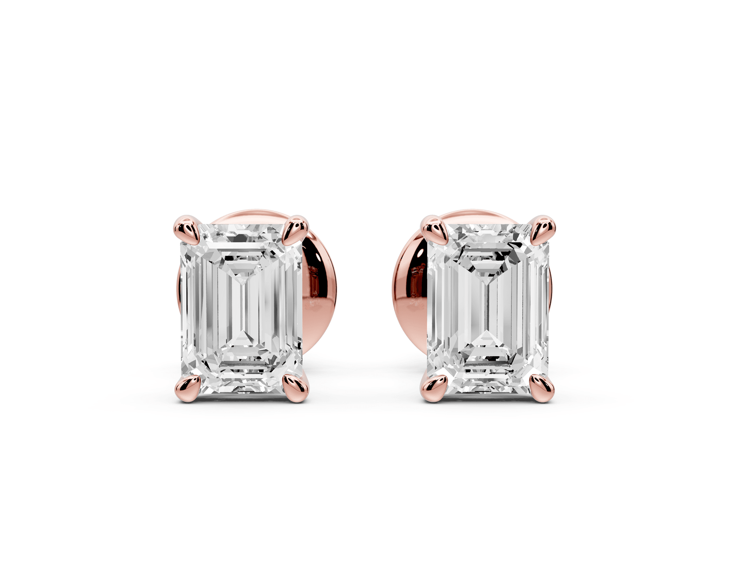 Este - 1ct 14k rose gold Emerald - Cut Diamond Stud Earrings - Mr. Alex Jewelry