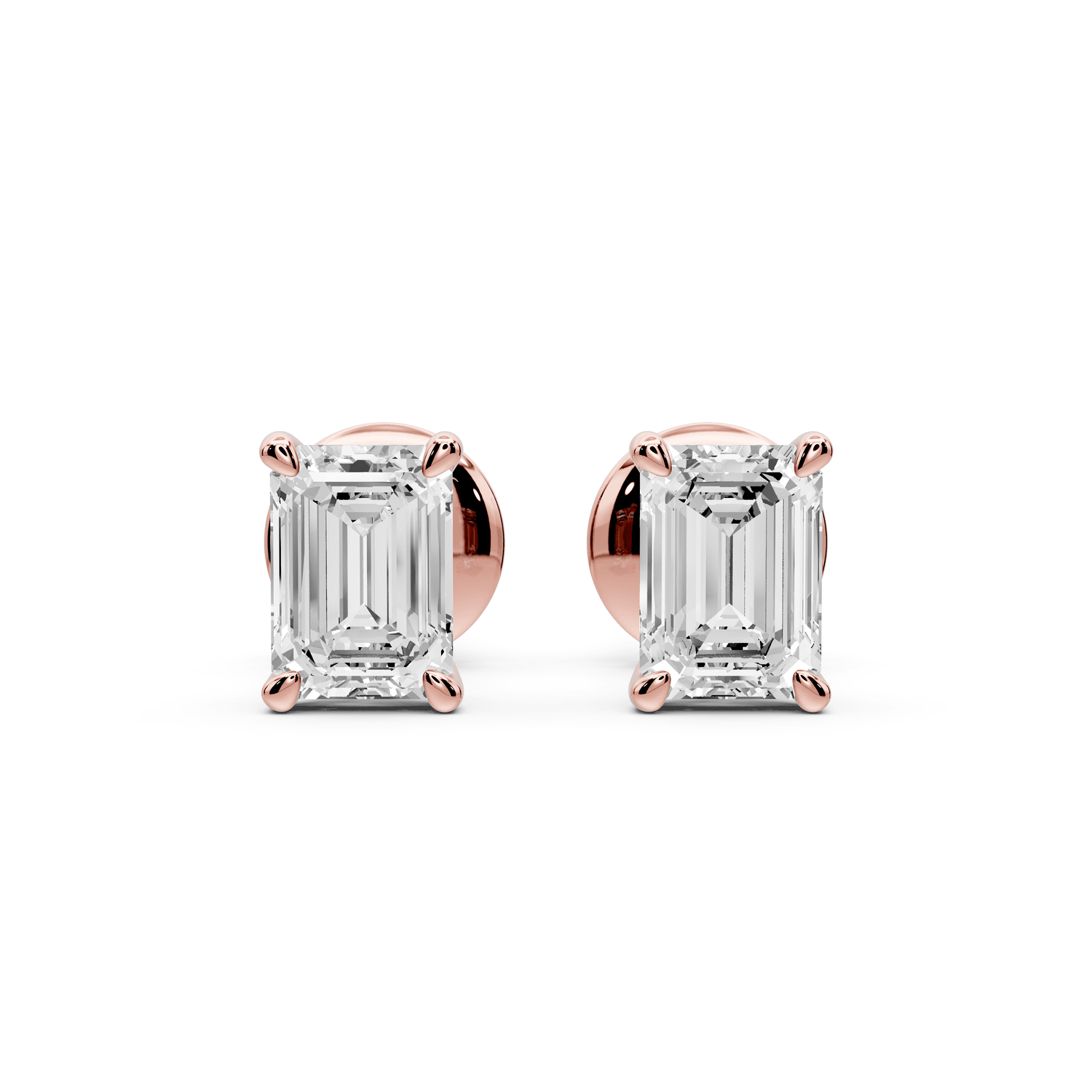 Este - 1ct 14k rose gold Emerald - Cut Diamond Stud Earrings - Mr. Alex Jewelry