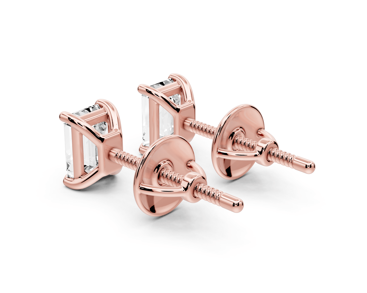 Este - 1ct 14k rose gold Emerald - Cut Diamond Stud Earrings - Mr. Alex Jewelry