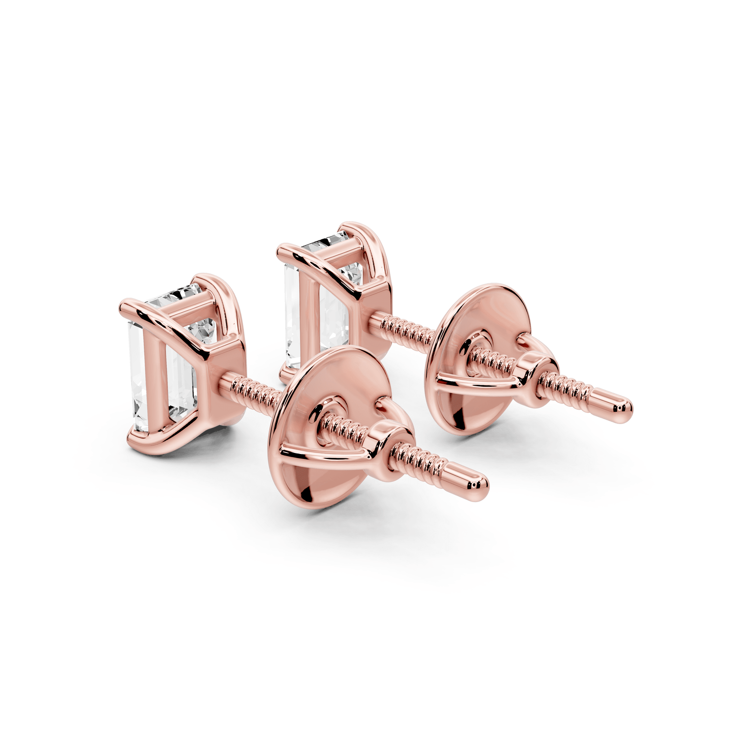 Este - 1ct 14k rose gold Emerald - Cut Diamond Stud Earrings - Mr. Alex Jewelry