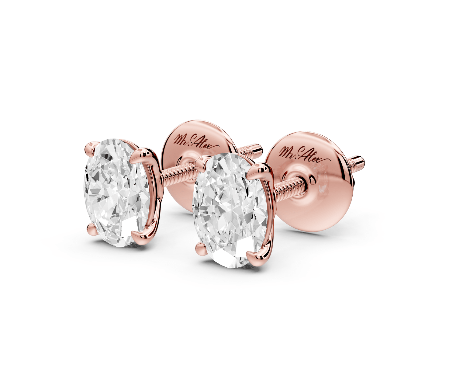 Este - 1ct 14k rose gold Oval - Cut Diamond Stud Earrings - Mr. Alex Jewelry