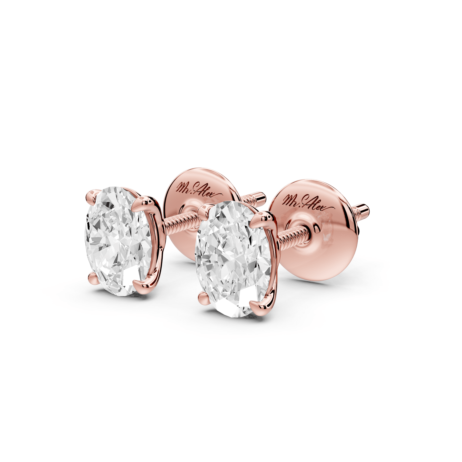 Este - 1ct 14k rose gold Oval - Cut Diamond Stud Earrings - Mr. Alex Jewelry