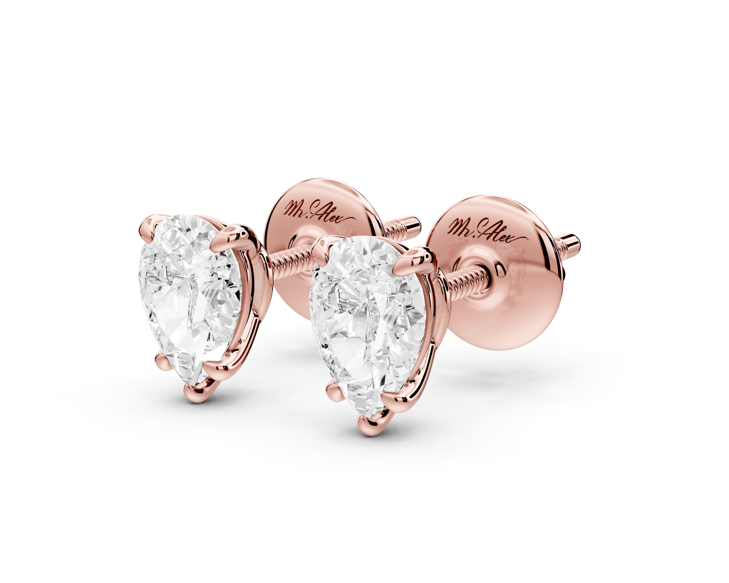 Este - 1ct 14k rose gold Pear - Cut Diamond Stud Earrings - Mr. Alex Jewelry