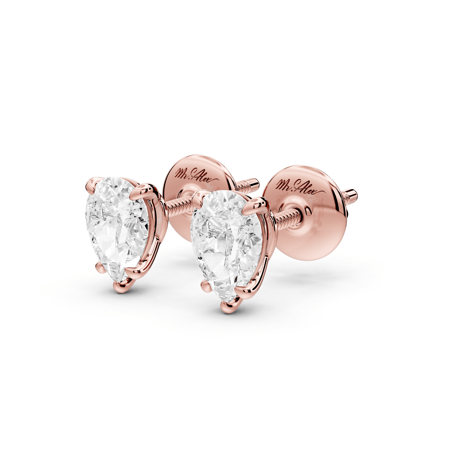 Este - 1ct 14k rose gold Pear - Cut Diamond Stud Earrings - Mr. Alex Jewelry