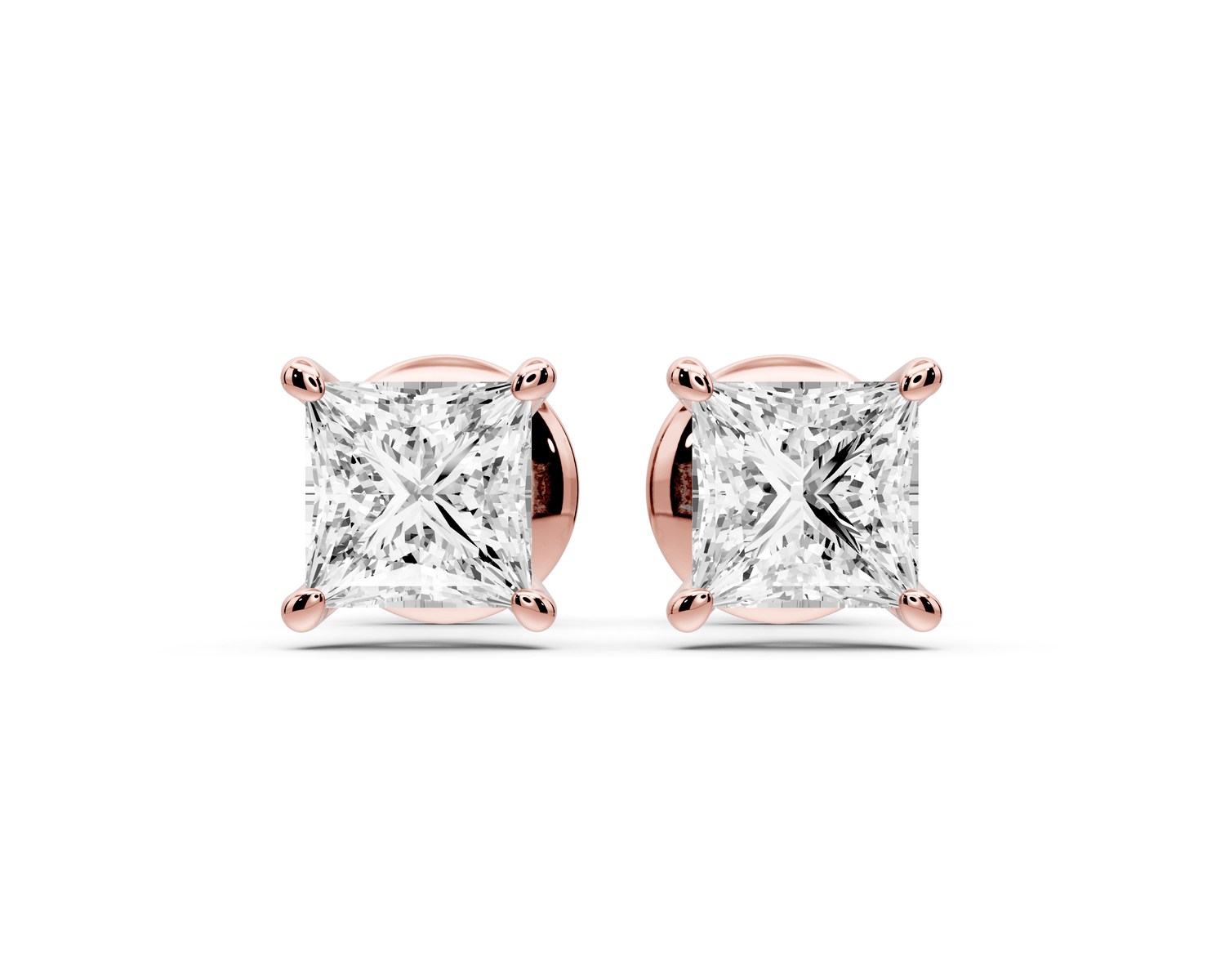 Este - 1ct 14k rose gold Princess - Cut Diamond Stud Earrings - Mr. Alex Jewelry
