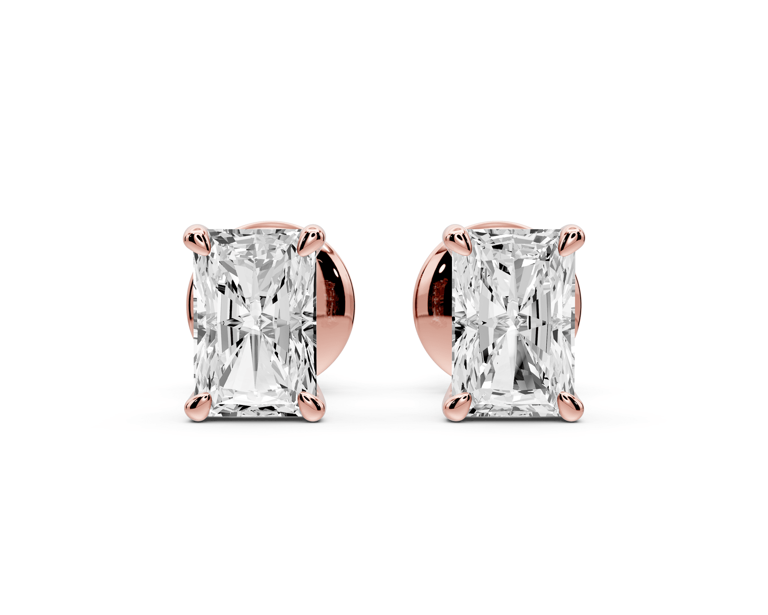 Este - 1ct 14k rose gold Radiant - Cut Diamond Stud Earrings - Mr. Alex Jewelry