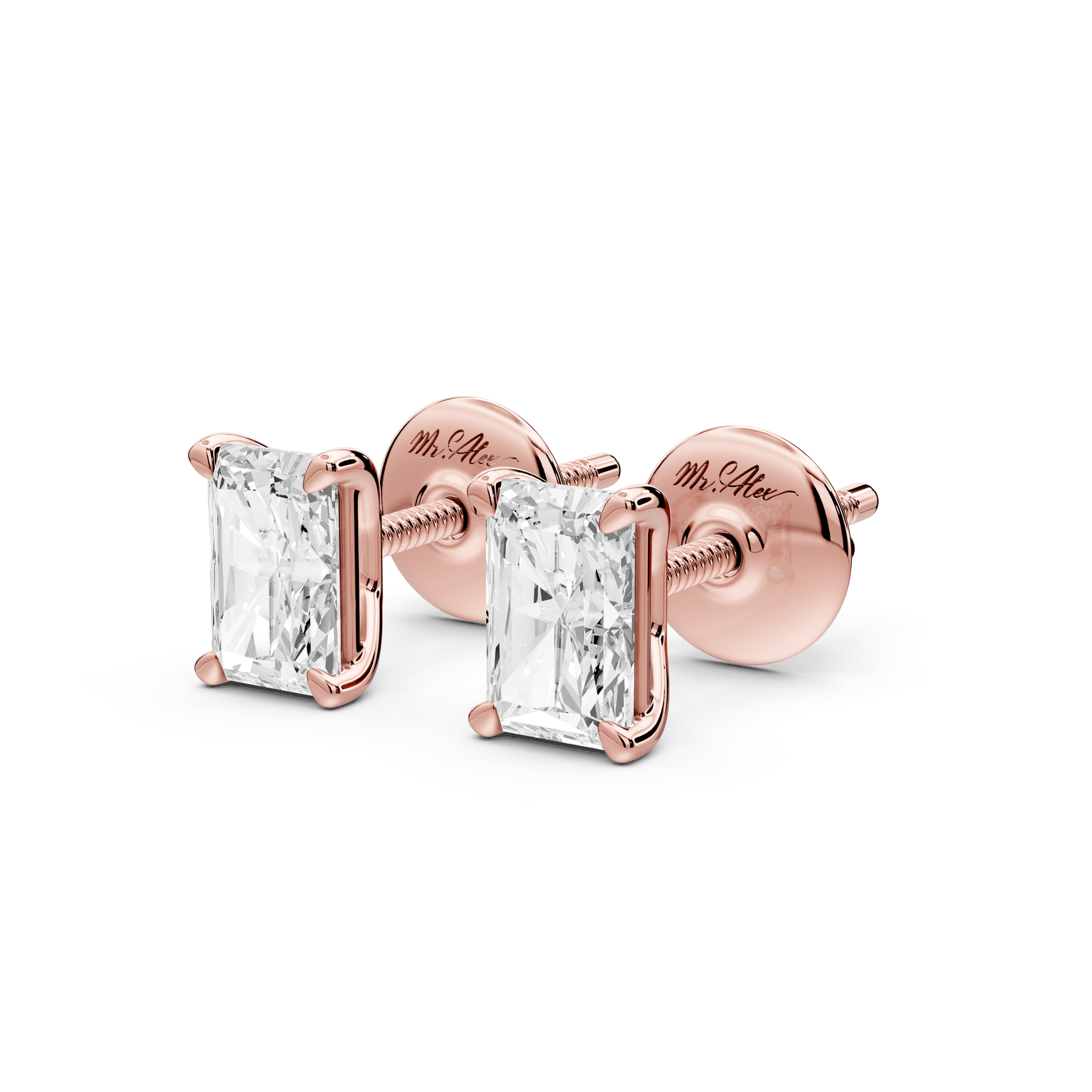 Este - 1ct 14k rose gold Radiant - Cut Diamond Stud Earrings - Mr. Alex Jewelry