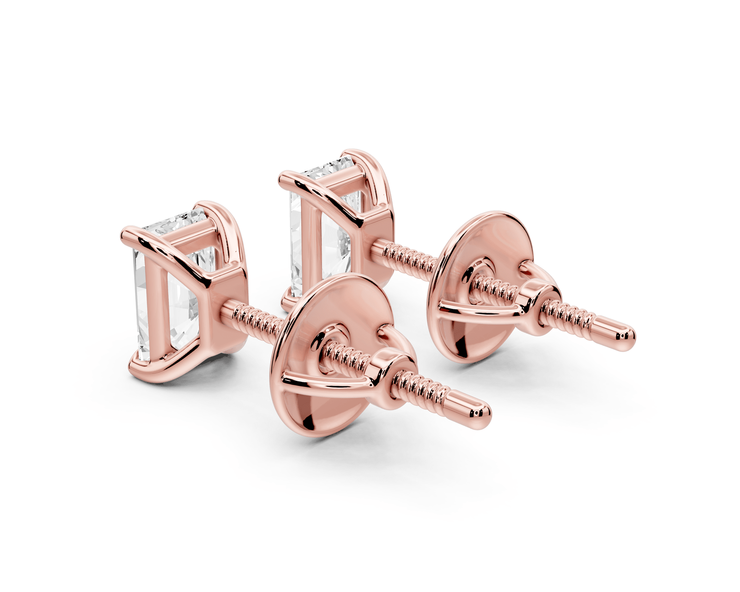 Este - 1ct 14k rose gold Radiant - Cut Diamond Stud Earrings - Mr. Alex Jewelry