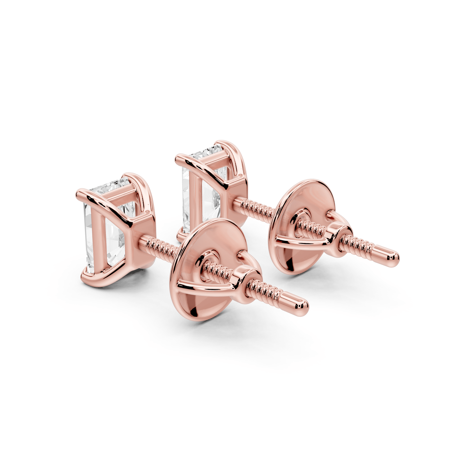 Este - 1ct 14k rose gold Radiant - Cut Diamond Stud Earrings - Mr. Alex Jewelry