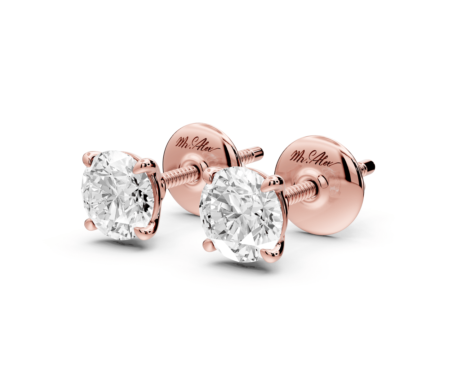 Este - 1ct 14k rose gold Round - Cut Diamond Stud Earrings - Mr. Alex Jewelry