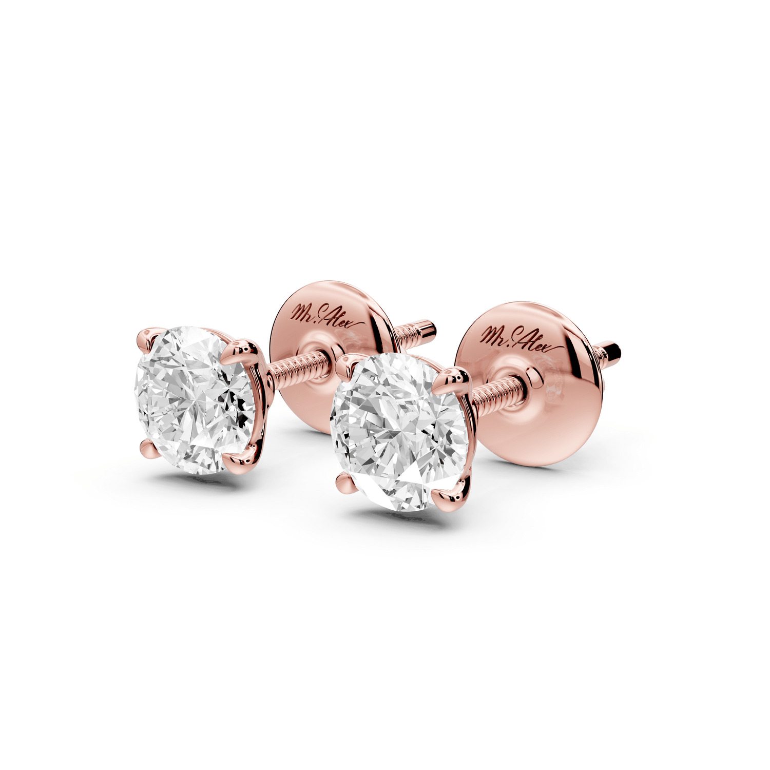 Este - 1ct 14k rose gold Round - Cut Diamond Stud Earrings - Mr. Alex Jewelry
