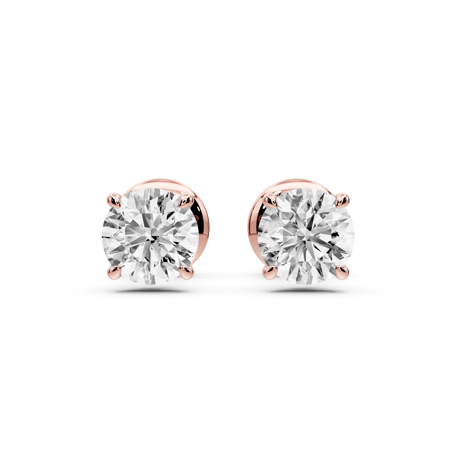 Este - 1ct 14k rose gold Round - Cut Diamond Stud Earrings - Mr. Alex Jewelry