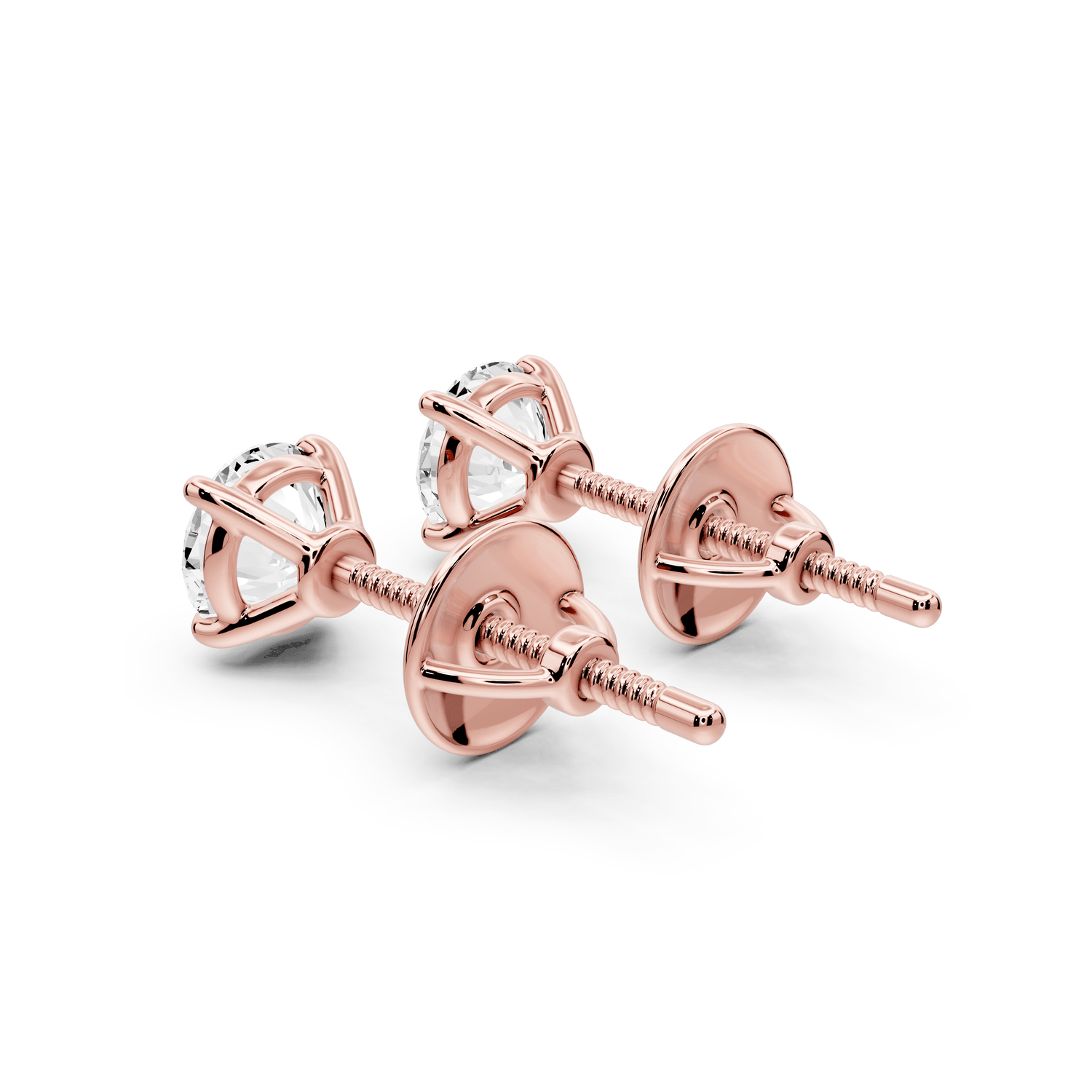 Este - 1ct 14k rose gold Round - Cut Diamond Stud Earrings - Mr. Alex Jewelry