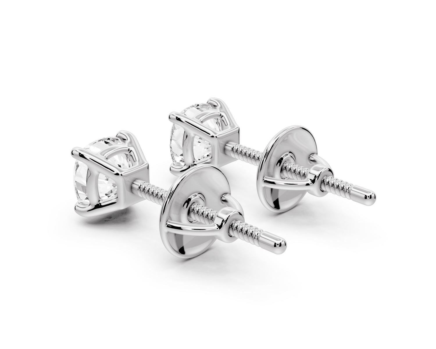 Este - 1ct 14k white gold Cushion - Cut Diamond Stud Earrings - Mr. Alex Jewelry