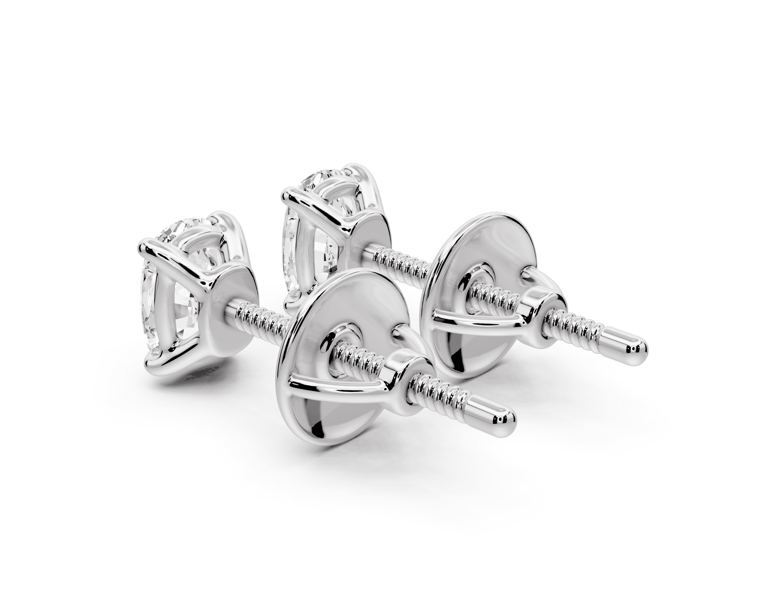 Este - 1ct 14k white gold Elgcushion - Cut Diamond Stud Earrings - Mr. Alex Jewelry