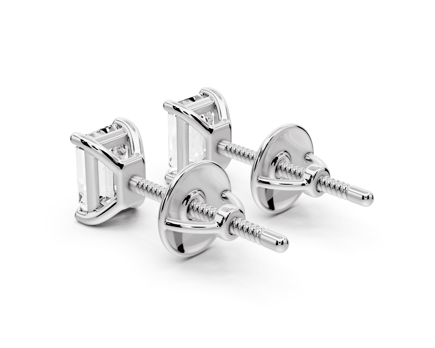 Este - 1ct 14k white gold Emerald - Cut Diamond Stud Earrings - Mr. Alex Jewelry