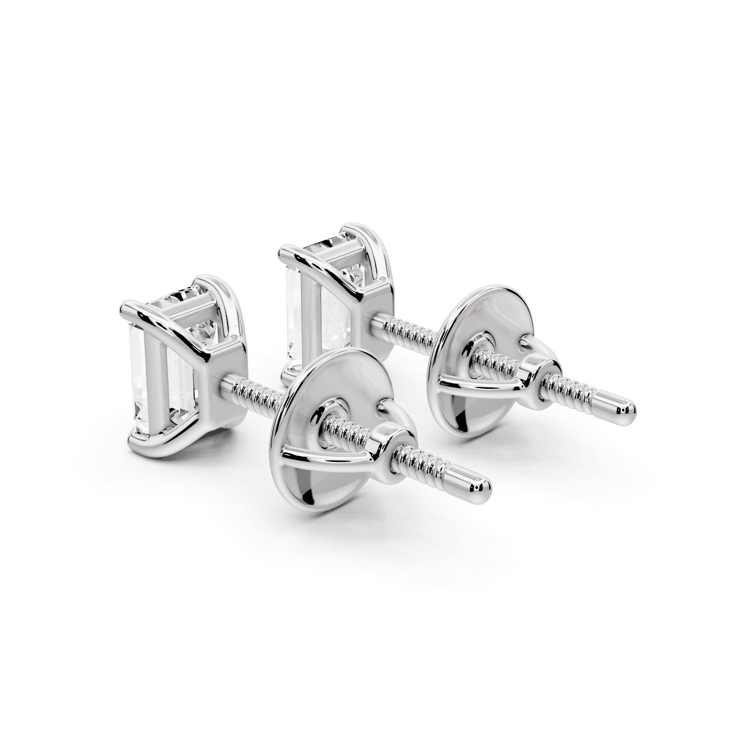 Este - 1ct 14k white gold Emerald - Cut Diamond Stud Earrings - Mr. Alex Jewelry
