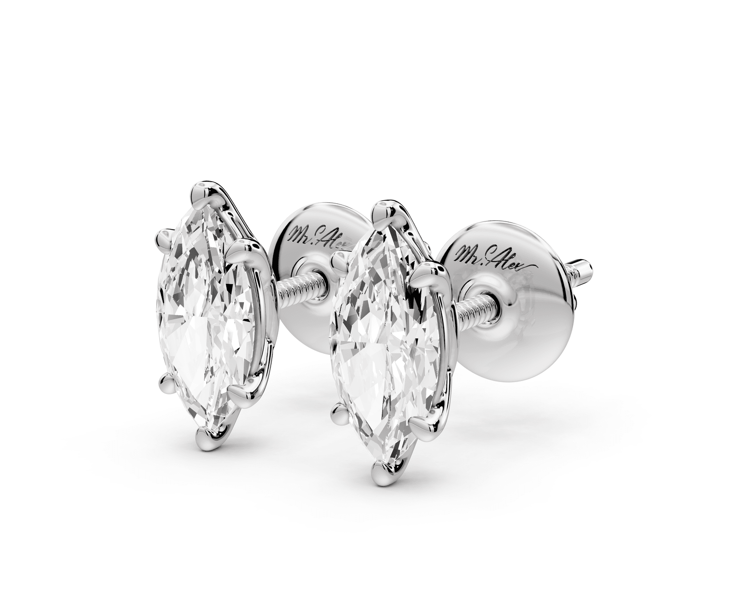 Este - 1ct 14k white gold Marquise - Cut Diamond Stud Earrings - Mr. Alex Jewelry
