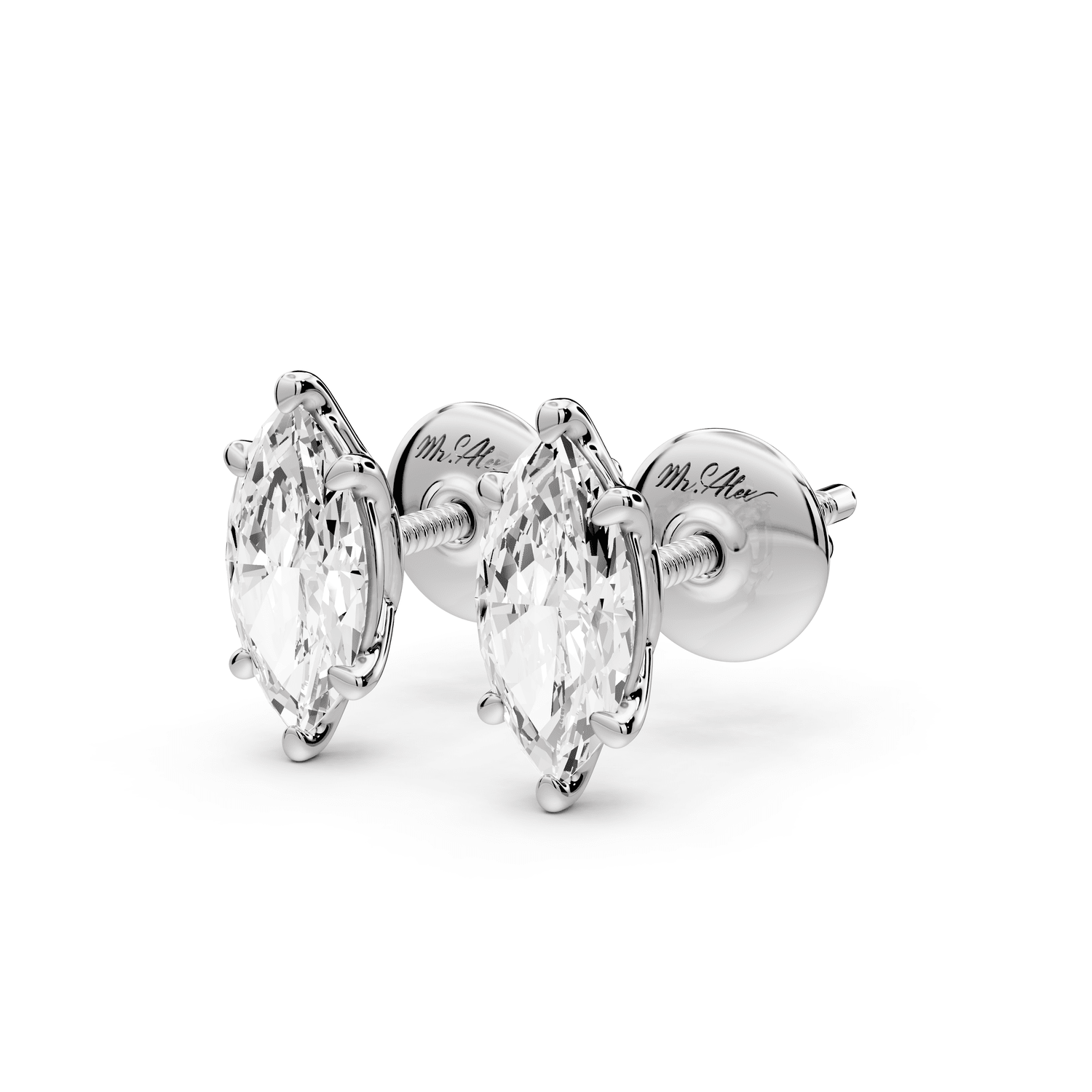 Este - 1ct 14k white gold Marquise - Cut Diamond Stud Earrings - Mr. Alex Jewelry