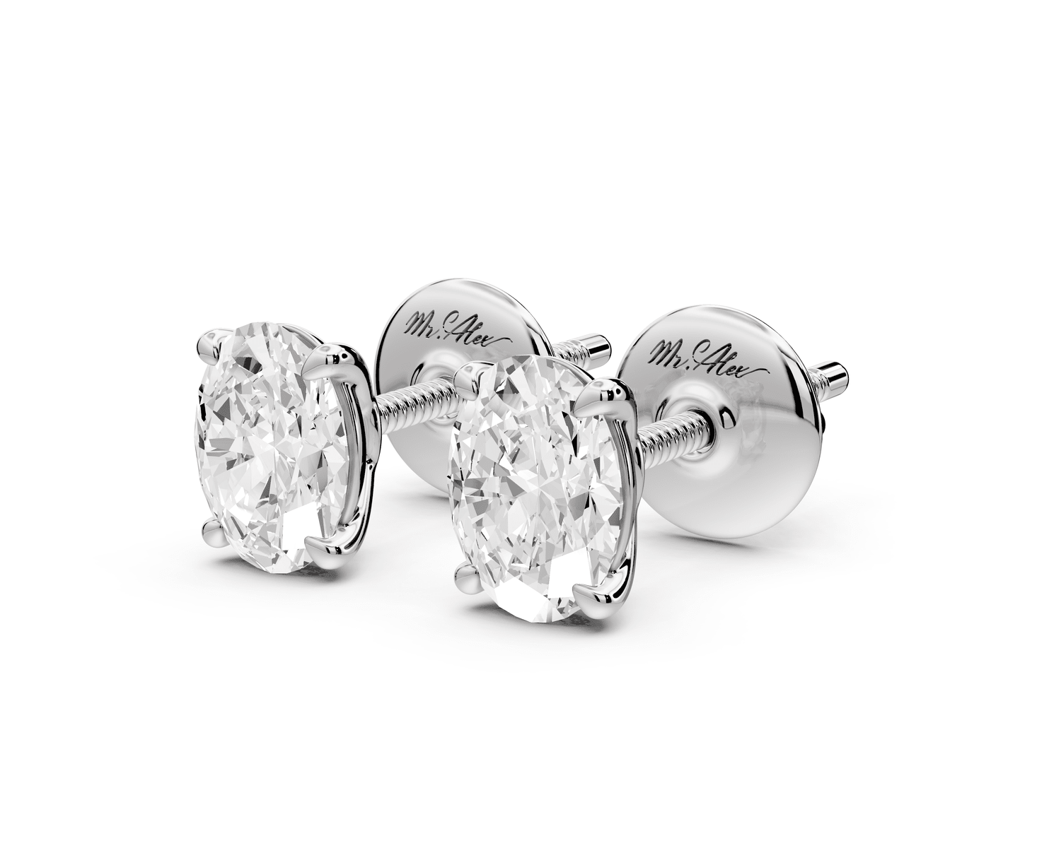 Este - 1ct 14k white gold Oval - Cut Diamond Stud Earrings - Mr. Alex Jewelry