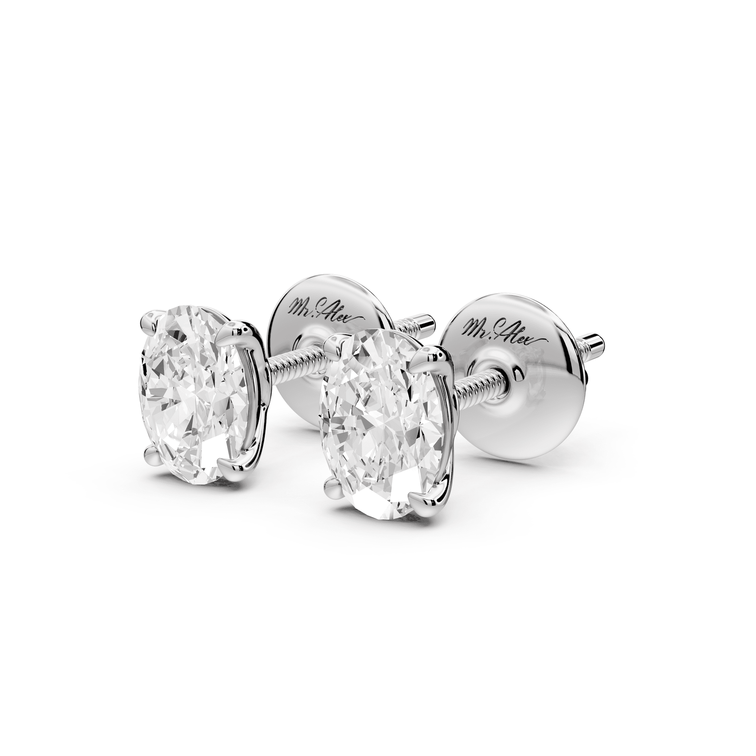Este - 1ct 14k white gold Oval - Cut Diamond Stud Earrings - Mr. Alex Jewelry