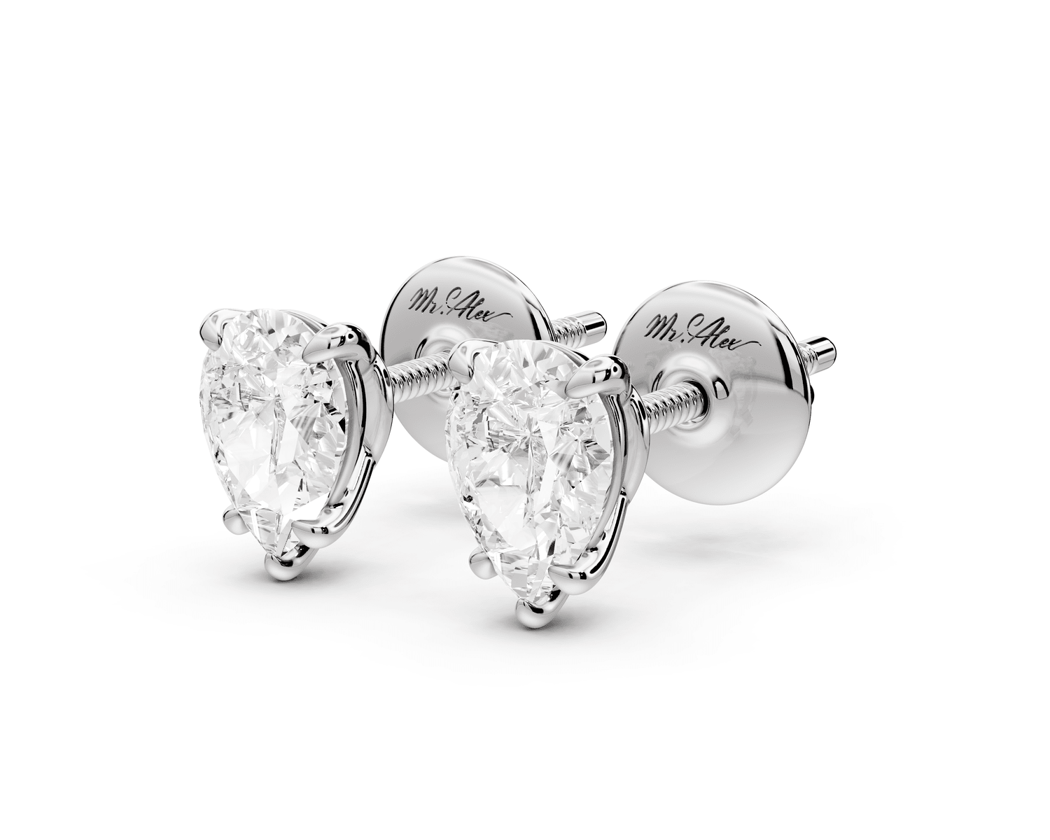 Este - 1ct 14k white gold Pear - Cut Diamond Stud Earrings - Mr. Alex Jewelry