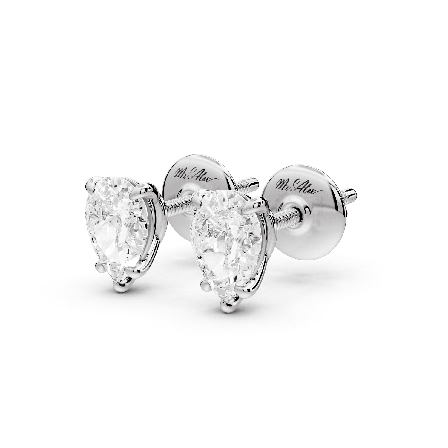 Este - 1ct 14k white gold Pear - Cut Diamond Stud Earrings - Mr. Alex Jewelry