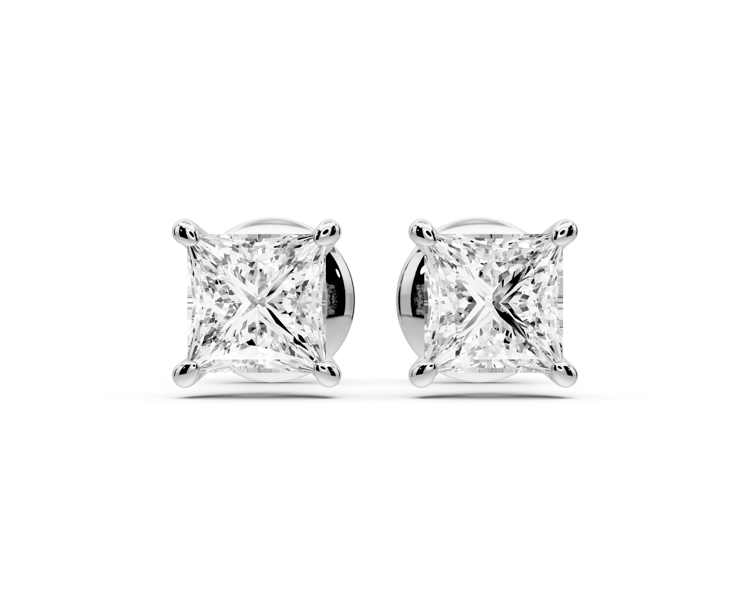 Este - 1ct 14k white gold Princess - Cut Diamond Stud Earrings - Mr. Alex Jewelry