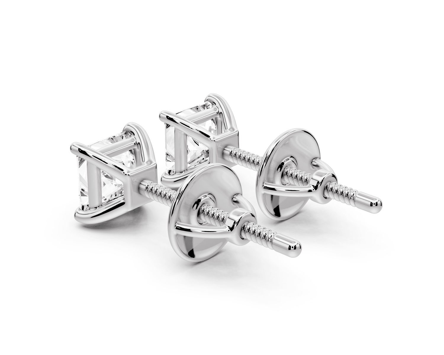 Este - 1ct 14k white gold Princess - Cut Diamond Stud Earrings - Mr. Alex Jewelry