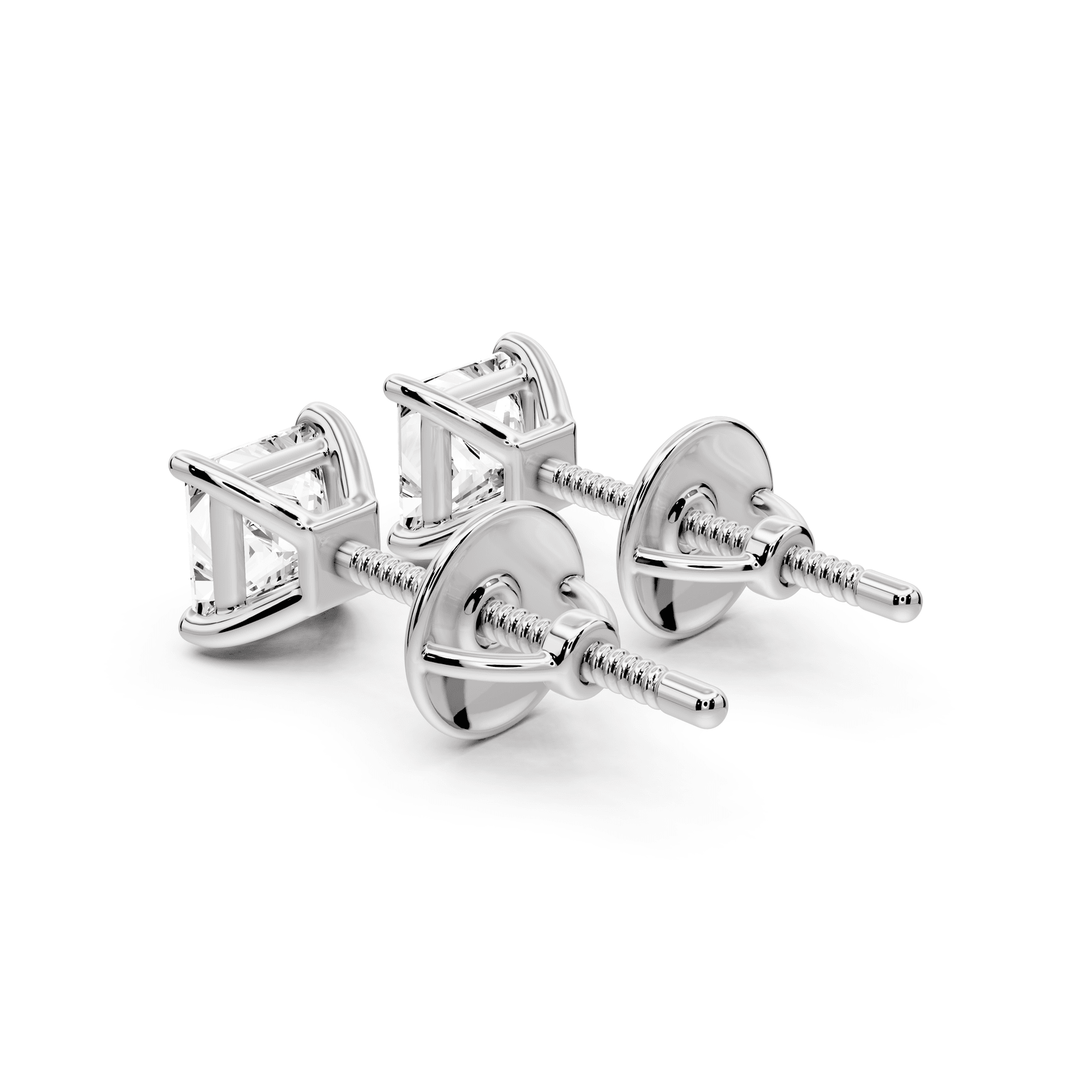 Este - 1ct 14k white gold Princess - Cut Diamond Stud Earrings - Mr. Alex Jewelry