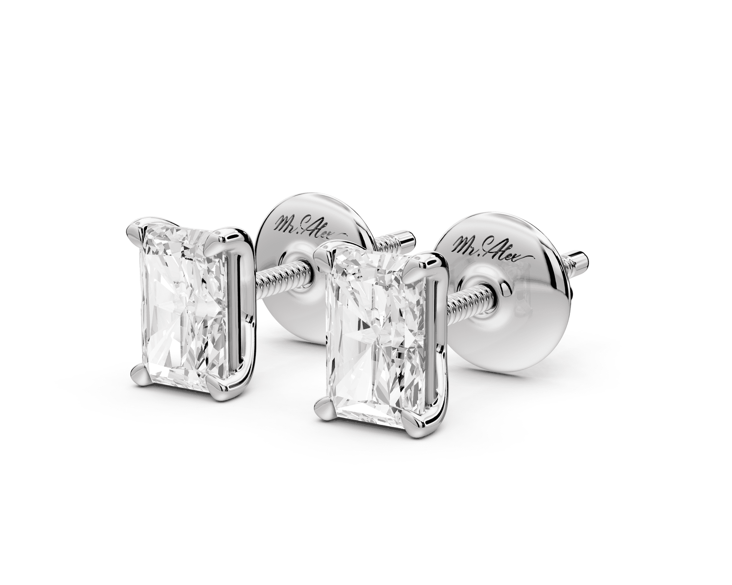 Este - 1ct 14k white gold Radiant - Cut Diamond Stud Earrings - Mr. Alex Jewelry