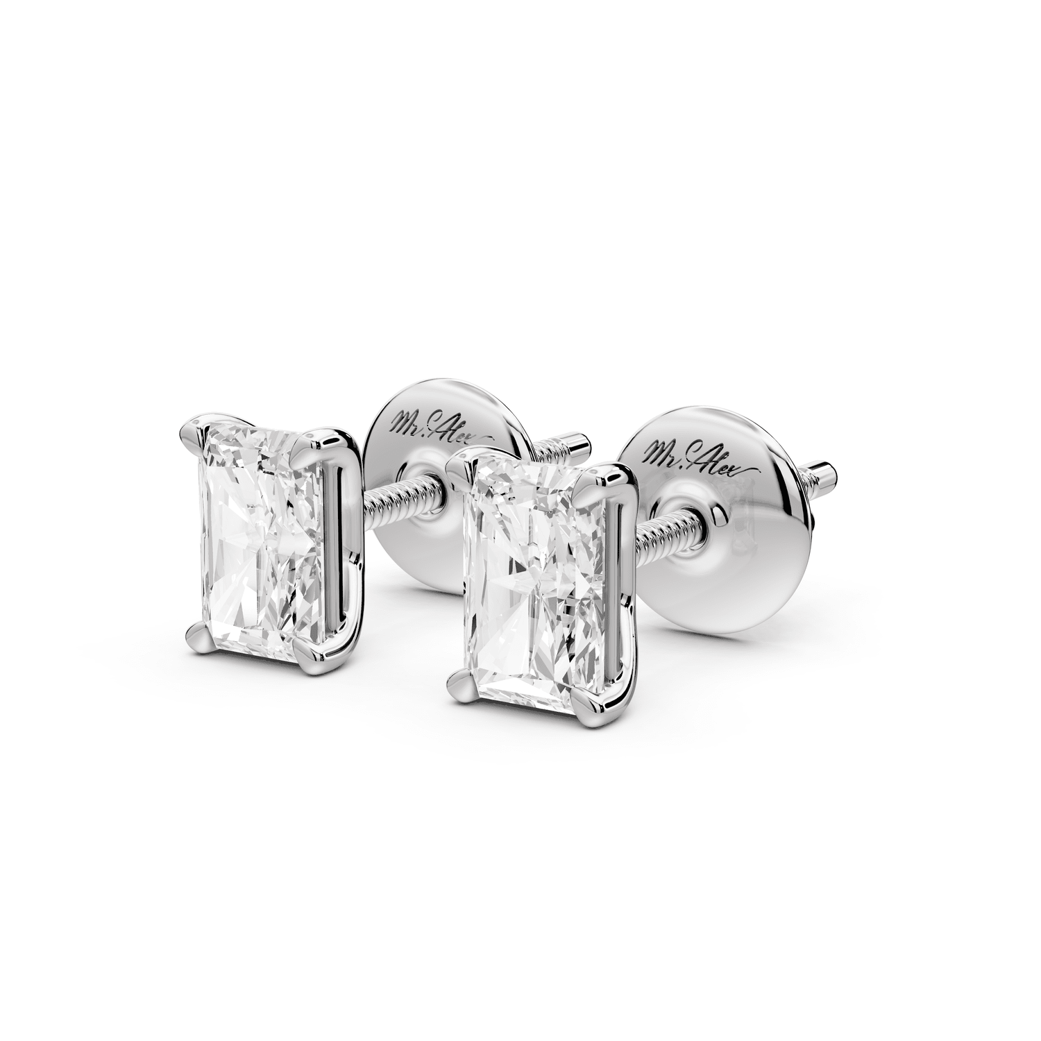 Este - 1ct 14k white gold Radiant - Cut Diamond Stud Earrings - Mr. Alex Jewelry