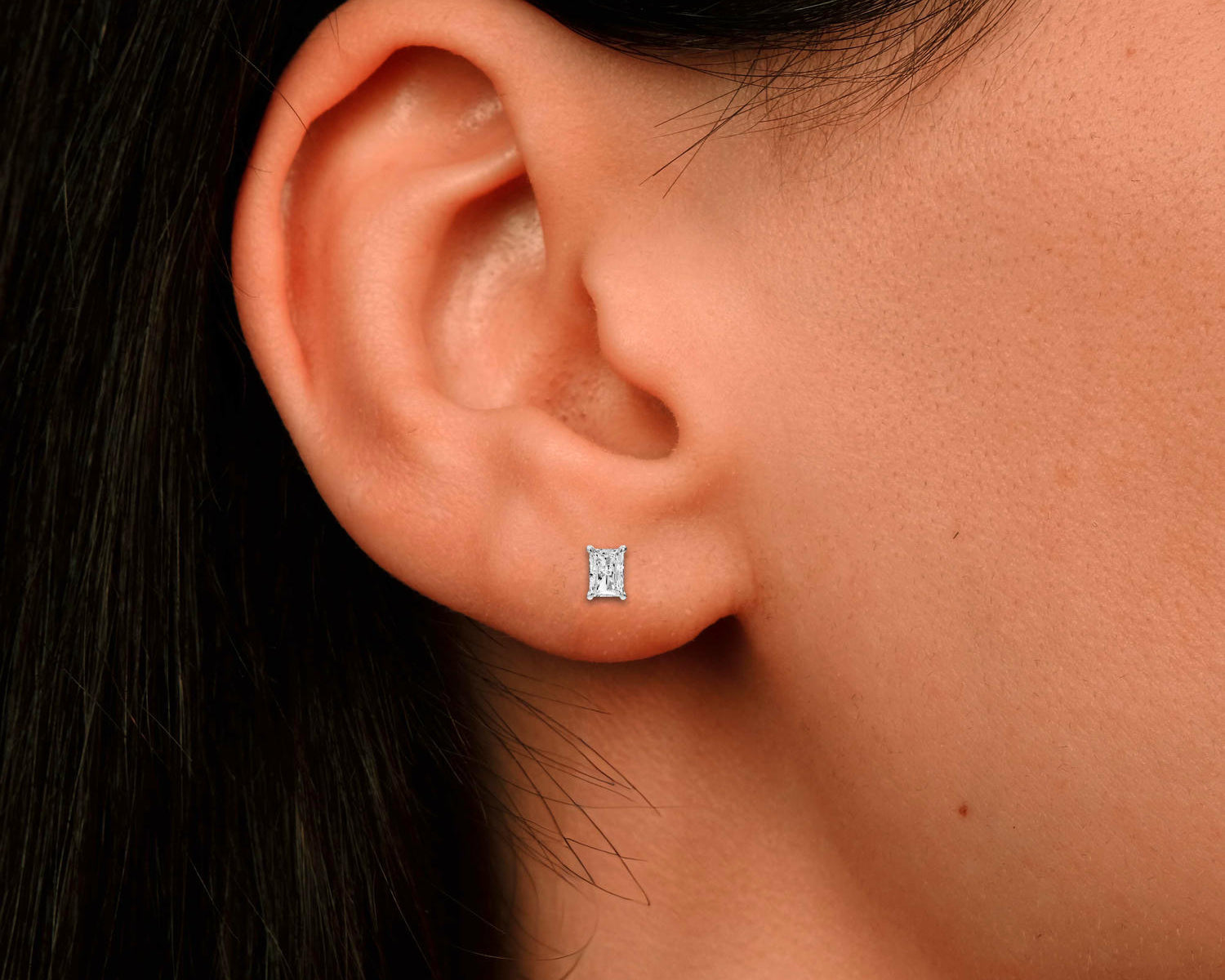 Este - 1ct 14k white gold Radiant - Cut Diamond Stud Earrings - Mr. Alex Jewelry
