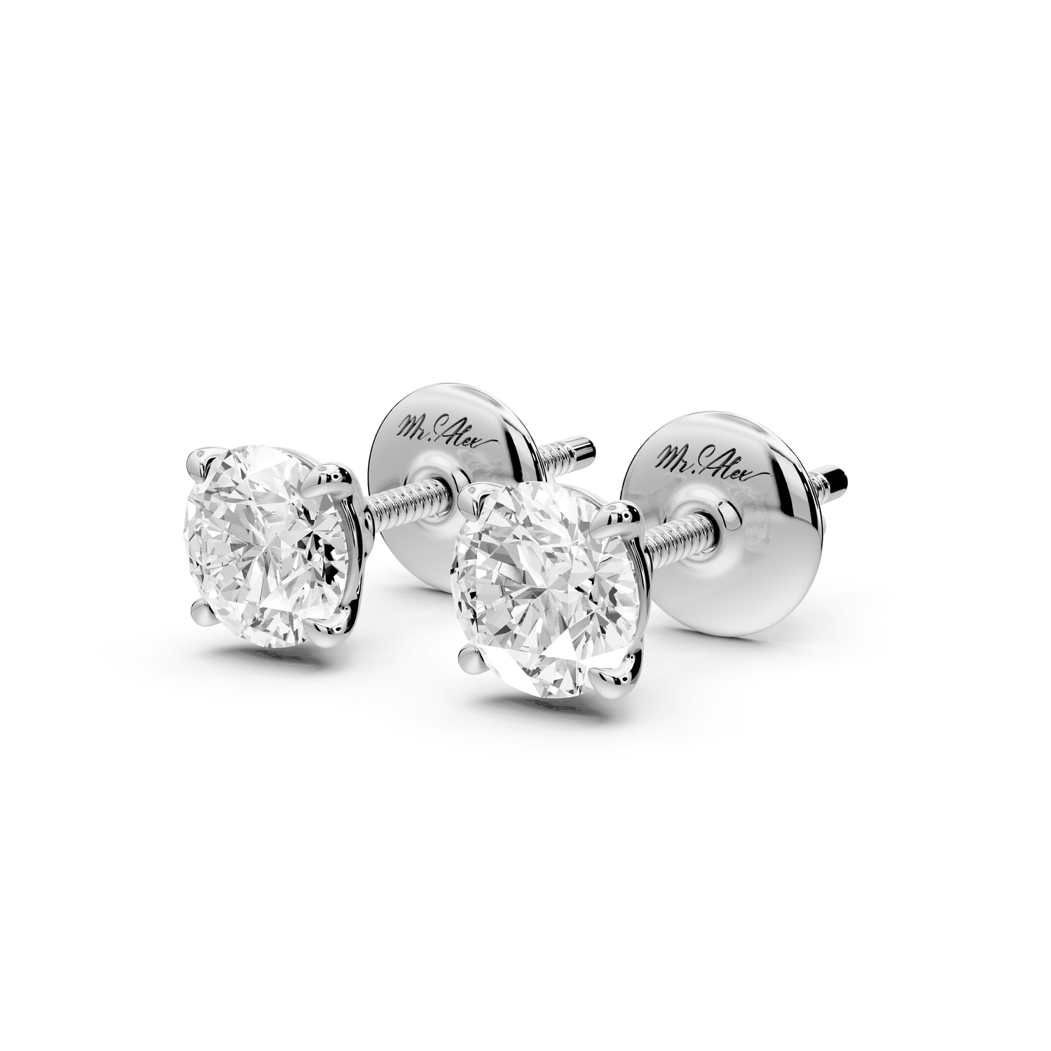 Este - 1ct 14k white gold Round - Cut Diamond Stud Earrings - Mr. Alex Jewelry