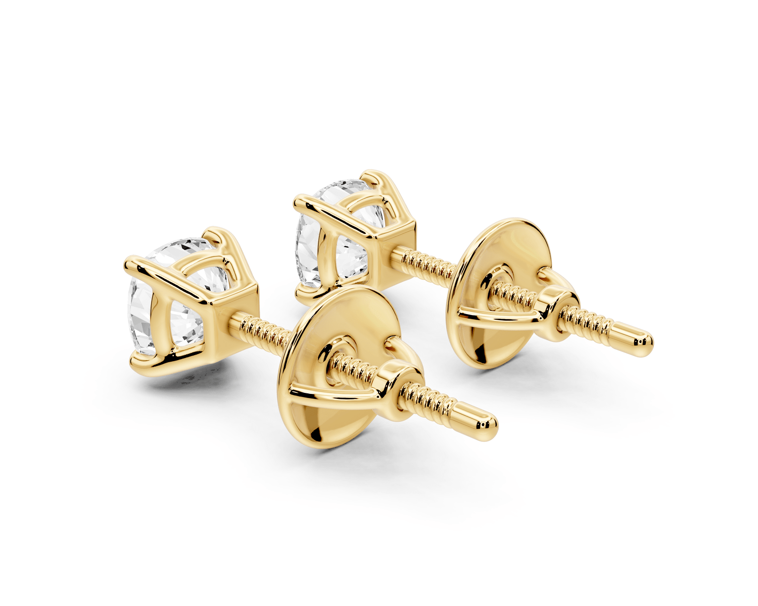Este - 1ct 14k yellow gold Cushion - Cut Diamond Stud Earrings - Mr. Alex Jewelry