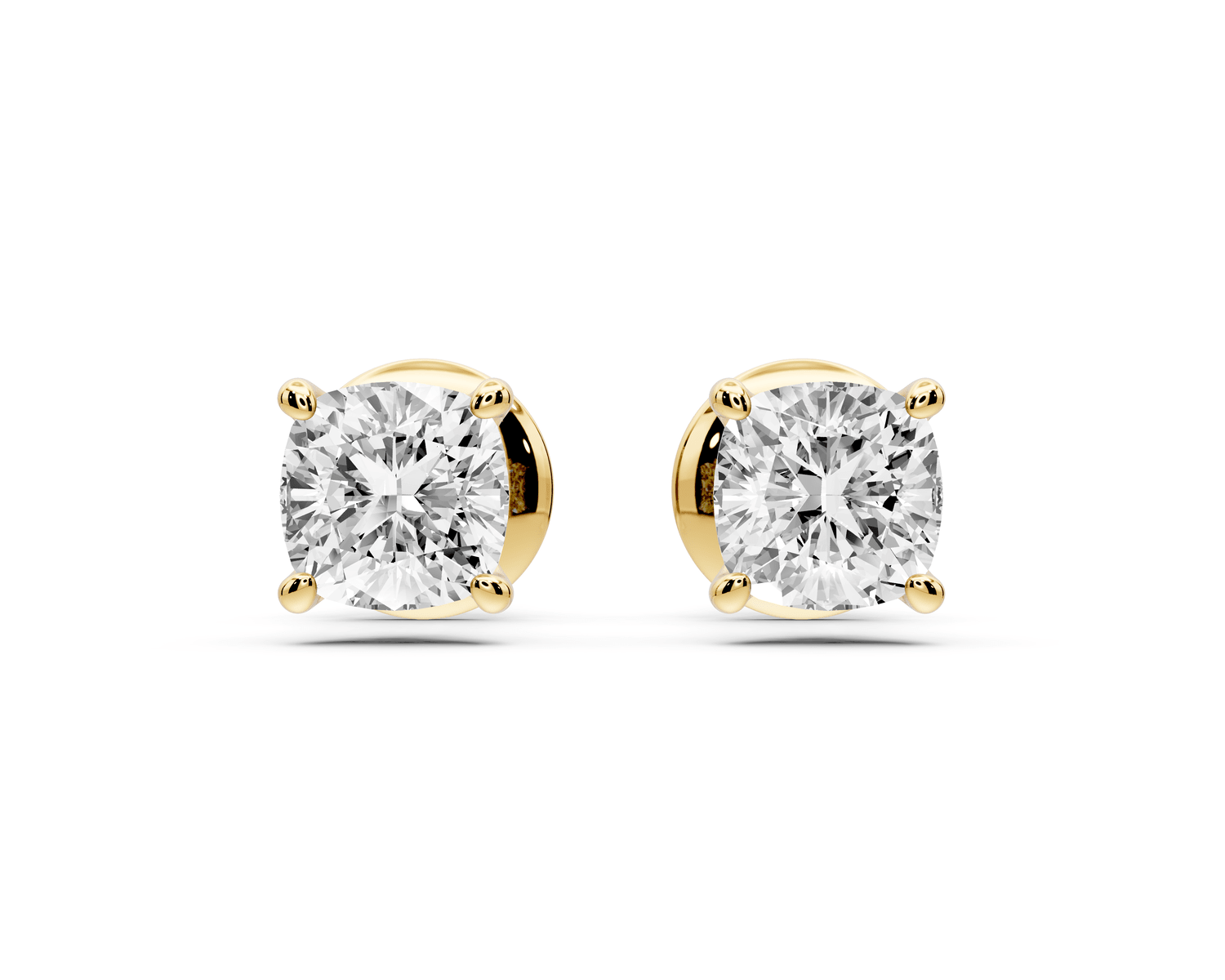 Este - 1ct 14k yellow gold Cushion - Cut Diamond Stud Earrings - Mr. Alex Jewelry