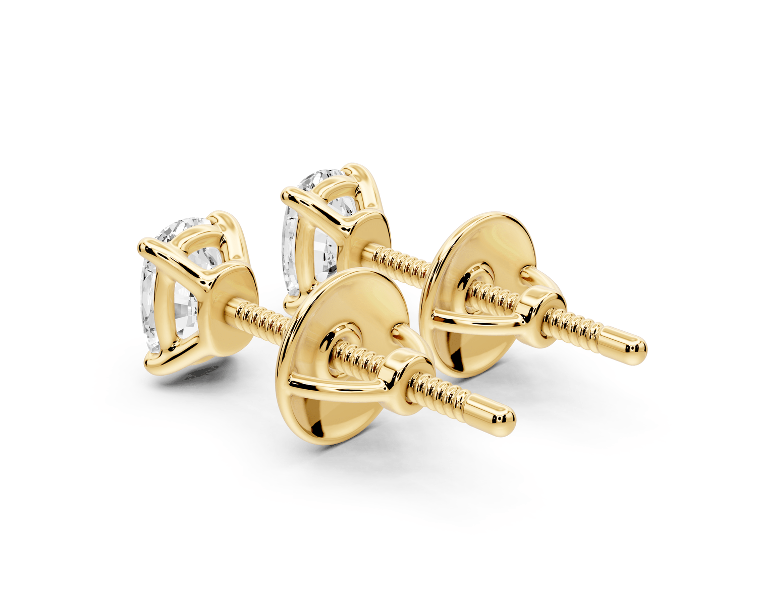 Este - 1ct 14k yellow gold Elgcushion - Cut Diamond Stud Earrings - Mr. Alex Jewelry