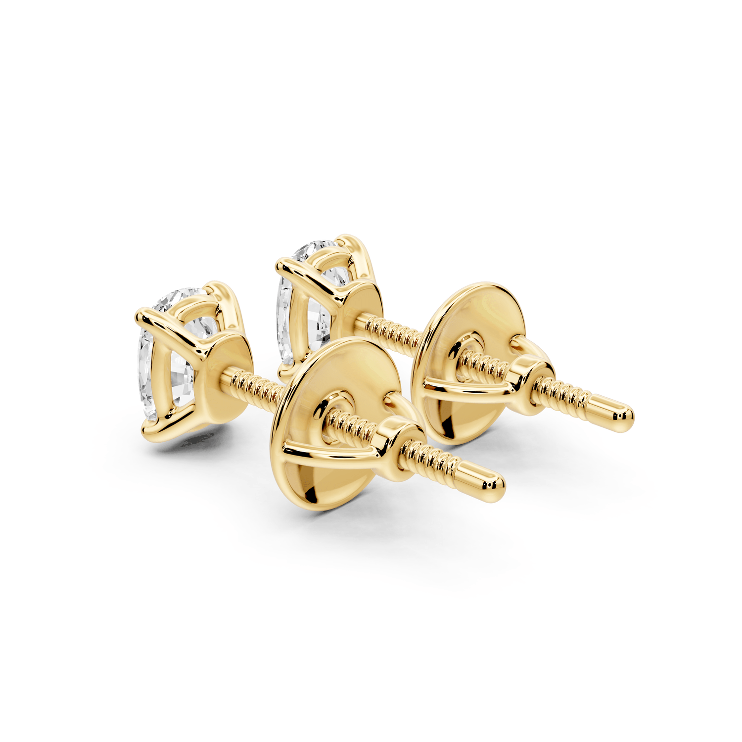 Este - 1ct 14k yellow gold Elgcushion - Cut Diamond Stud Earrings - Mr. Alex Jewelry