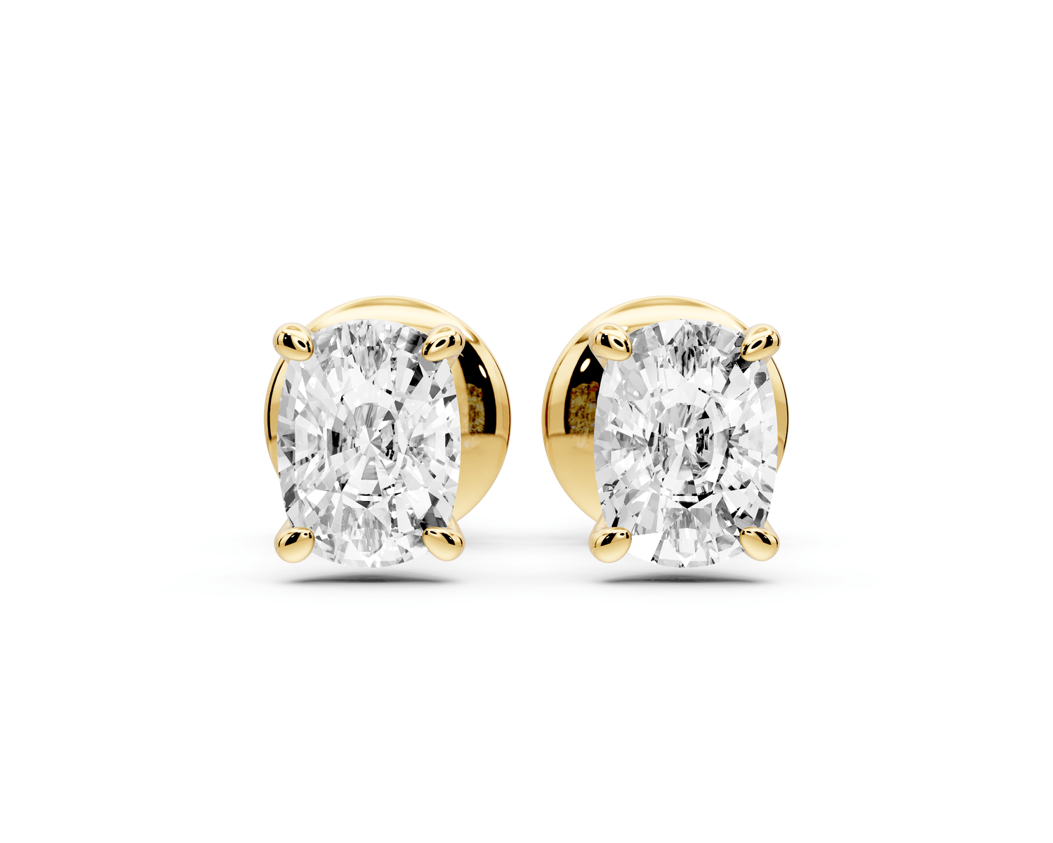 Este - 1ct 14k yellow gold Elgcushion - Cut Diamond Stud Earrings - Mr. Alex Jewelry
