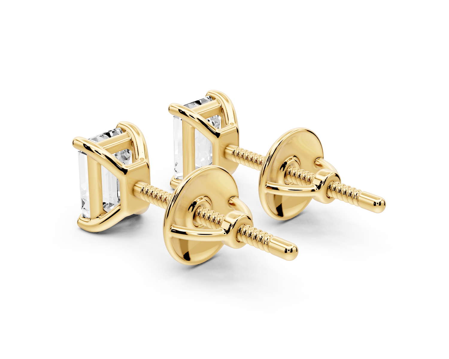 Este - 1ct 14k yellow gold Emerald - Cut Diamond Stud Earrings - Mr. Alex Jewelry