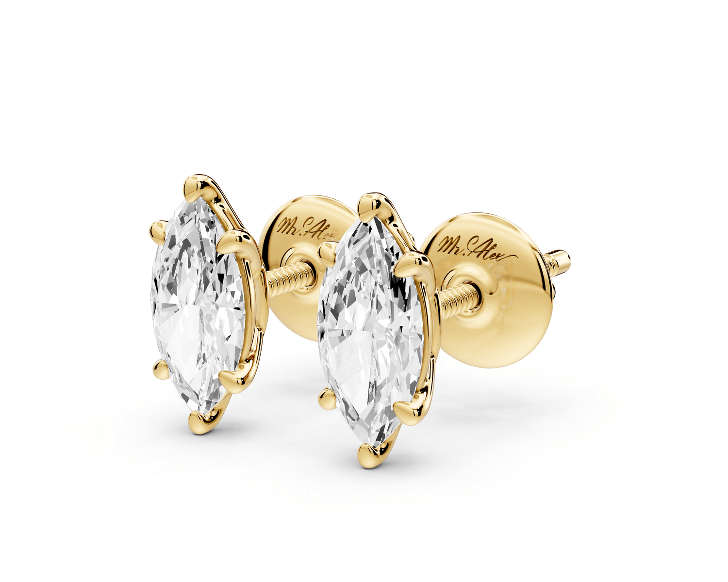 Este - 1ct 14k yellow gold Marquise - Cut Diamond Stud Earrings - Mr. Alex Jewelry
