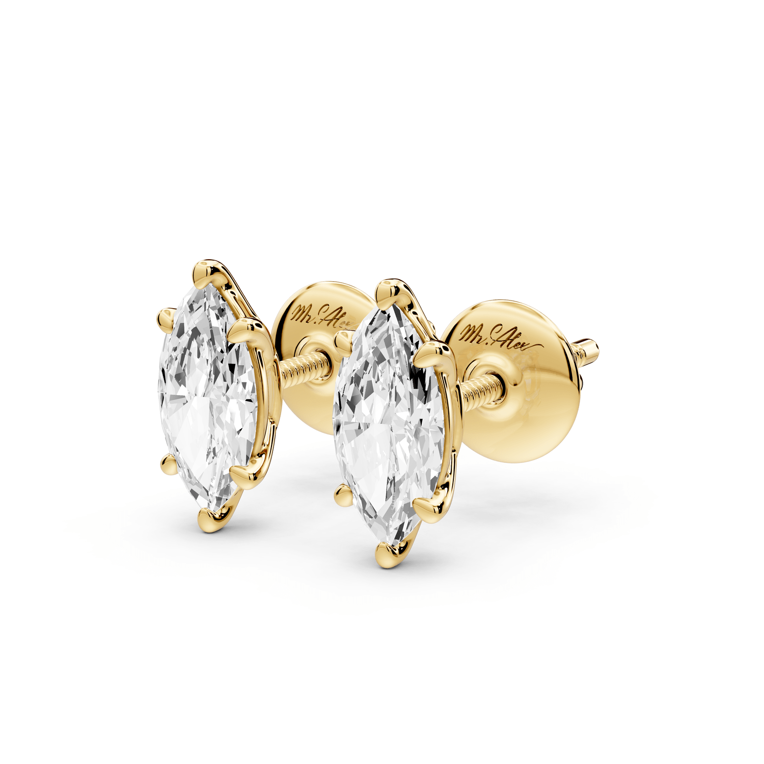 Este - 1ct 14k yellow gold Marquise - Cut Diamond Stud Earrings - Mr. Alex Jewelry