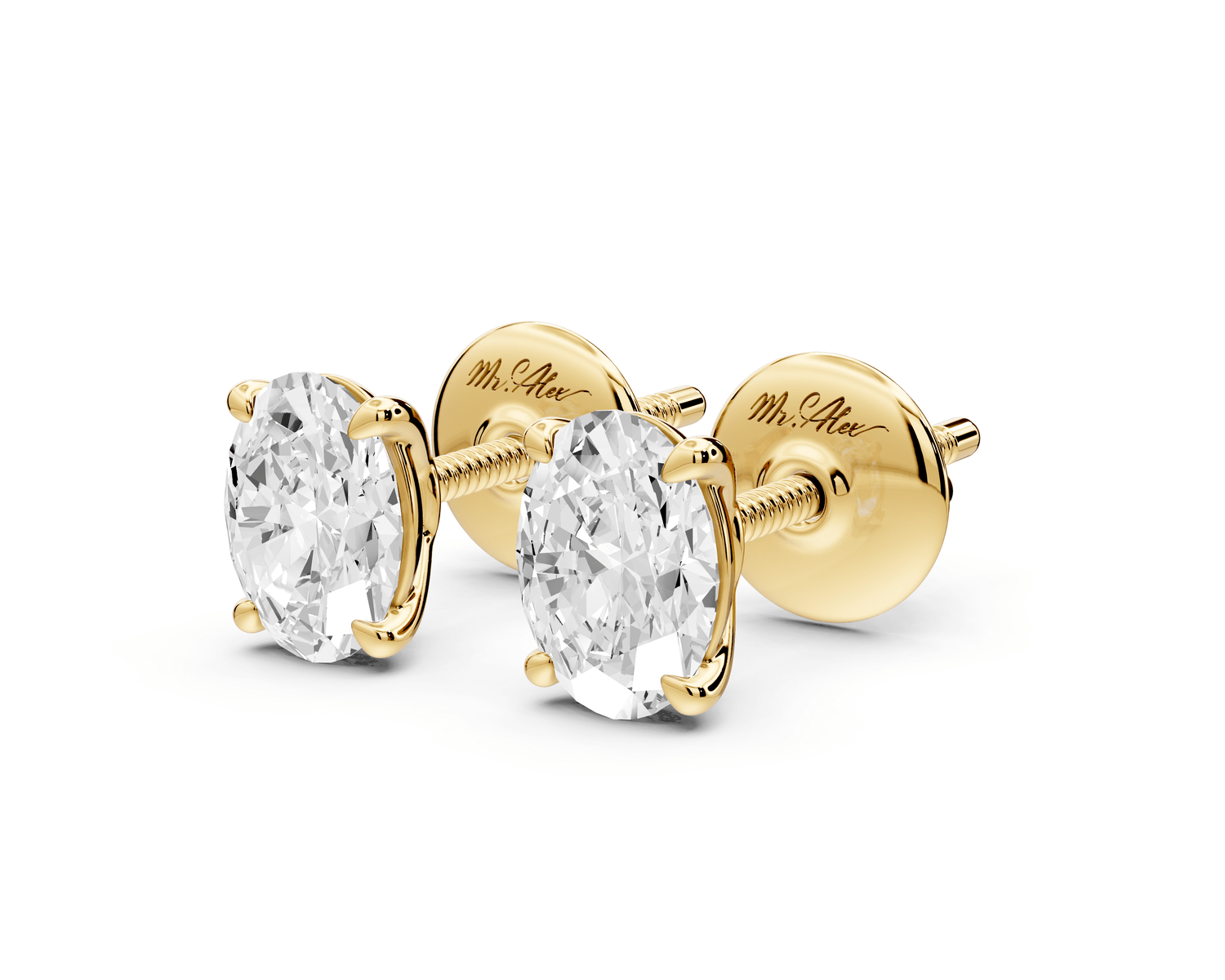 Este - 1ct 14k yellow gold Oval - Cut Diamond Stud Earrings - Mr. Alex Jewelry